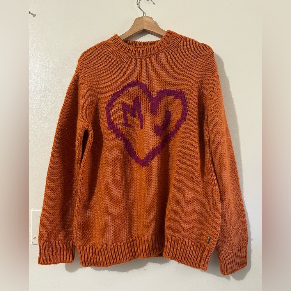 Haven  by Marc Jacobos Vibrant Orange Sweater with Heart Design